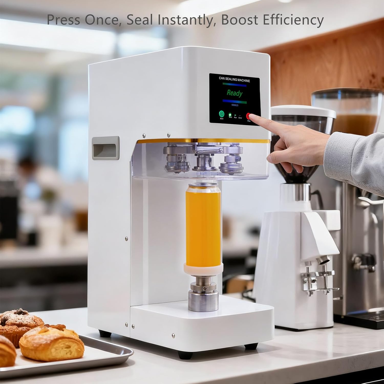 Commercial Soda Can Sealer - 2.4-6.7 inch Height Adjustable, Automatic Can Sealer for Aluminum and Plastic Cans - White - Image 3