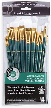 Royal Brush Manufacturing Royal and Langnickel Zip N Close 12-Piece Brush Set, Medium White Taklon