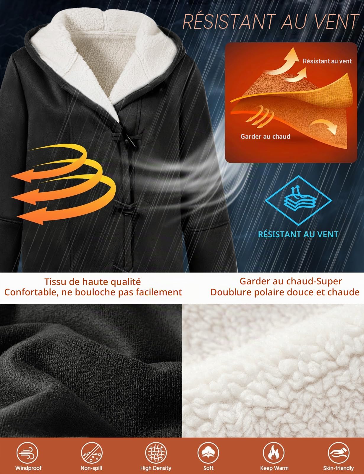 Yuson Girl Veste Polaire Femme Sweat à Capuche Chaud Doublure Faux Suède Manteaux Boucles Épais Hoodie Sweatshirt Veste à Manches Longues Automne Hiver Outerwear Cardigan avec Poches