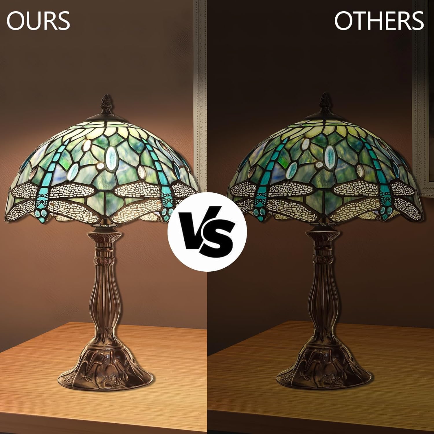 Pterying Tiffany Dragonfly Table Lamp, 18'' Tall Vintage Stained Glass Lamp for Bedroom Living Room, 1 LED Bulb (2700K E26) Included