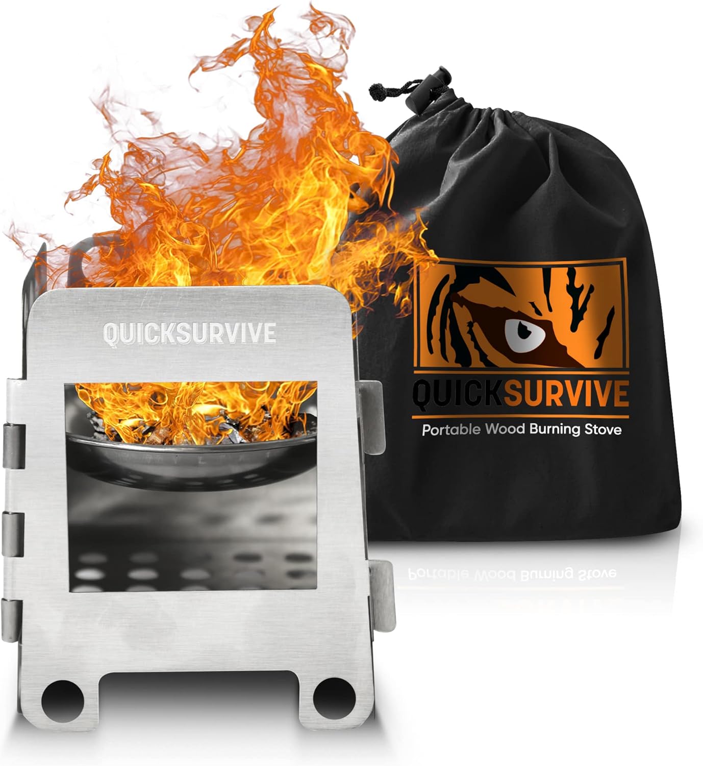 Wood Burning Stove Camping Cookware – Portable Stove Camping Supplies for Nature, Outdoors – Durable Stainless Steel Backpacking Stove for Mini Survival Kit – Compact Foldable Design