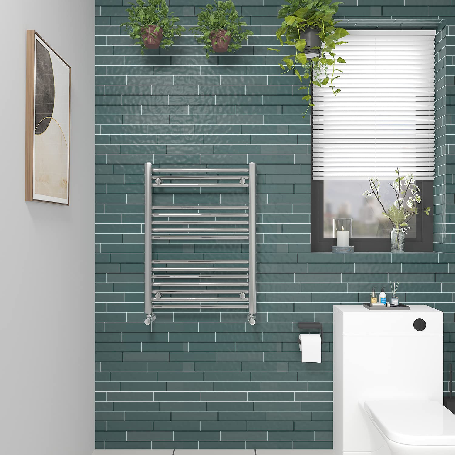 NRG Straight Chrome Bathroom Heated Towel Rail Radiator Central Heating Ladder Rad Warmer 800x600mm