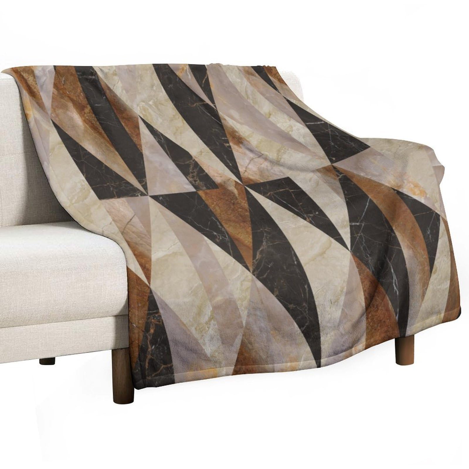 Rustic Marble Blanket Abstract Modern Geometric Art Style Pattern Super Soft Flannel Throw Blanket for Bed Sofa 30x40in
