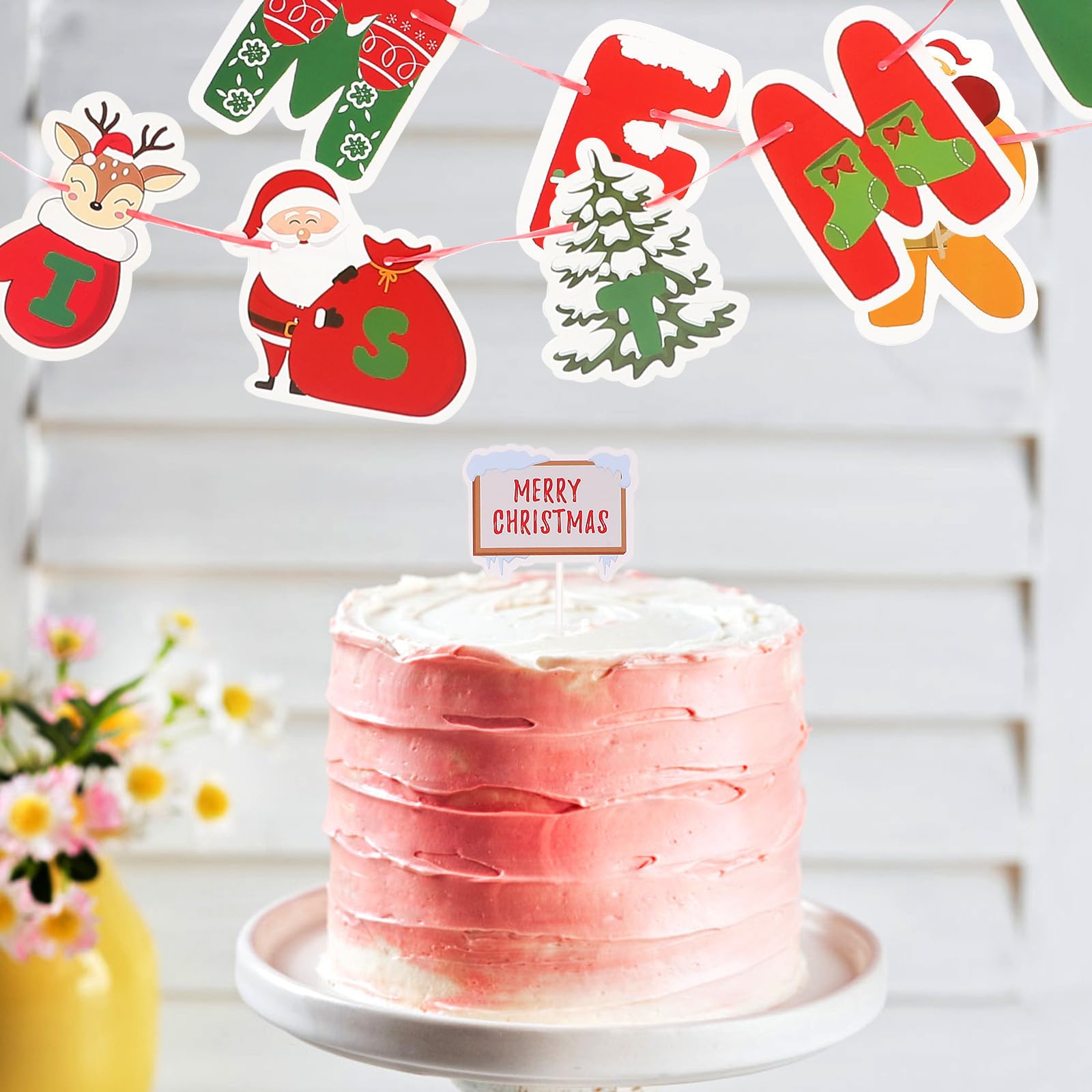 Toyvian 5 Juegos Banner Navideño de Papel para Fiestas Merry Christmas