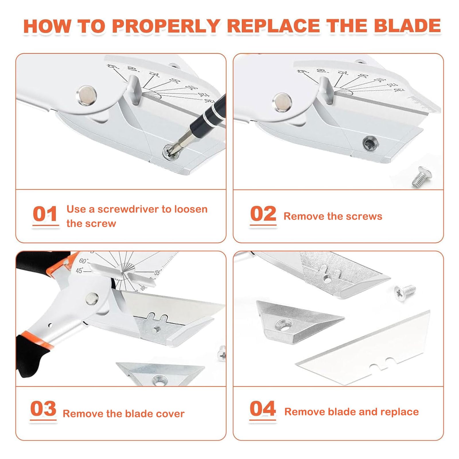 Forze mitre multi-angolo, taglierina a 45-135 gradi, utensile manuale per legno e PVC, con 2 lame di ricambio