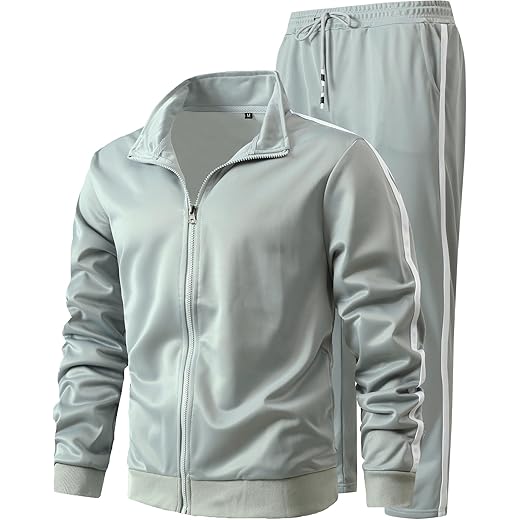 GXAMOY Men's Athletic 2 Pieces Tracksuit Casual Full Zip Jogging Sweat Suit Workout Sports Set Sportswear