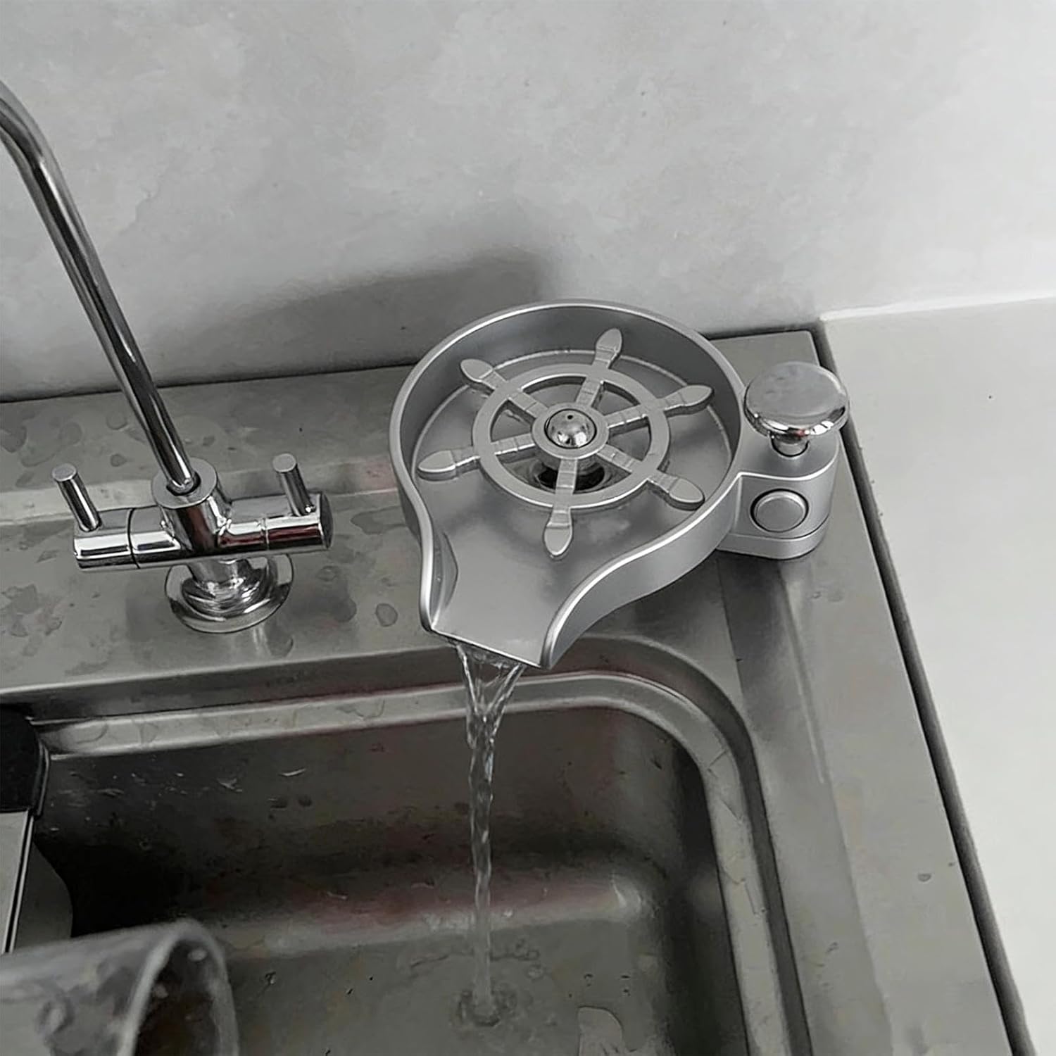 シンク用 グラスリンスer | キッチンカップ洗浄ツールステンレススチール製 | グラス 洗浄 リンスラー - マグカップ 真空断熱