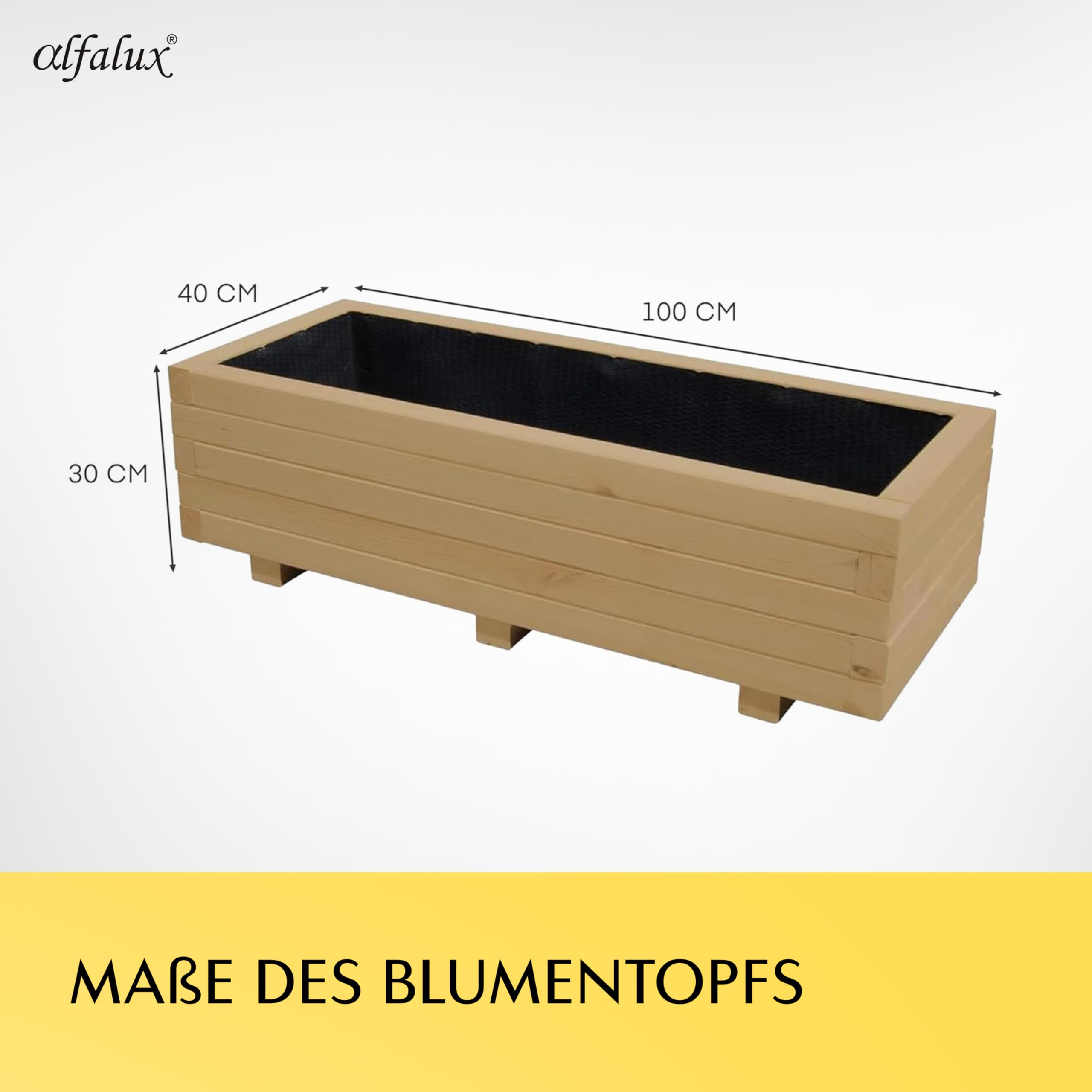 Hochbeet Blumenkasten aus Holz Pflanzkübel Garten Balkon Terrasse Eiche AB100KAN4030EI 100 x 40 x 30H cm mit 2 x Wasserablauf