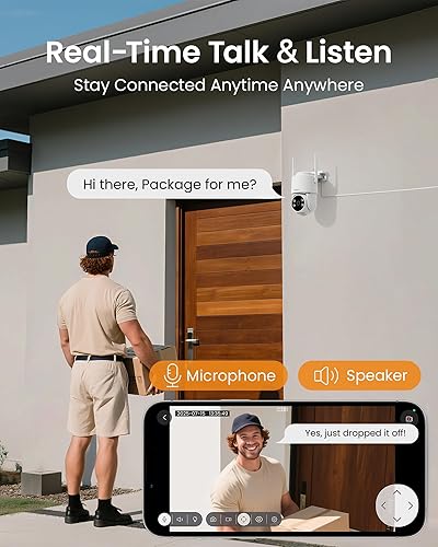 Miniatura 8 de Anlapus C281 Cámara WiFi de seguridad 3MP 2K al aire libre, cámara de seguridad con cable PanTilt de 360, detección de AI, pista automática, visión