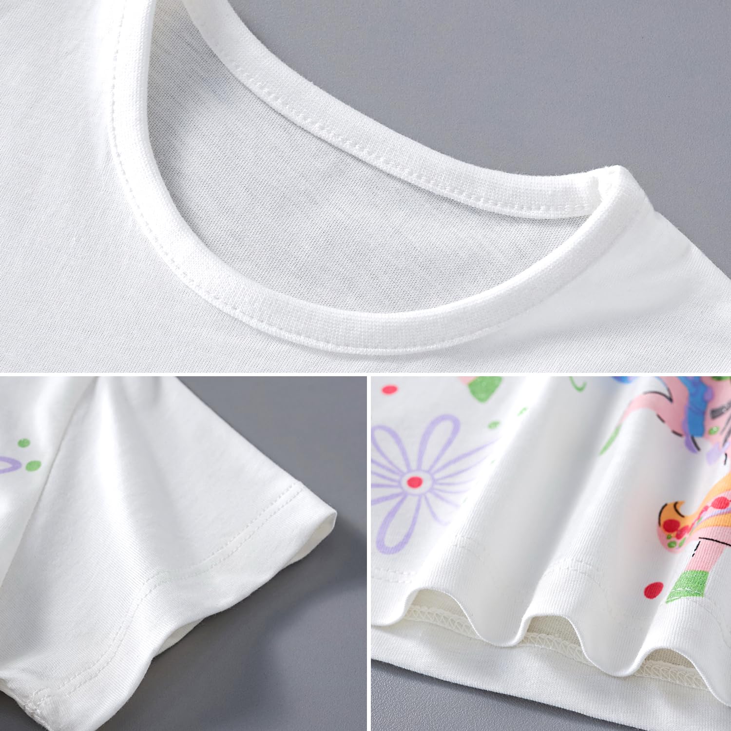 Camisetas de Manga Corta para Niñas T-Shirts Algodón de Unicornio Ropa de Verano para Niña 3-8 Años