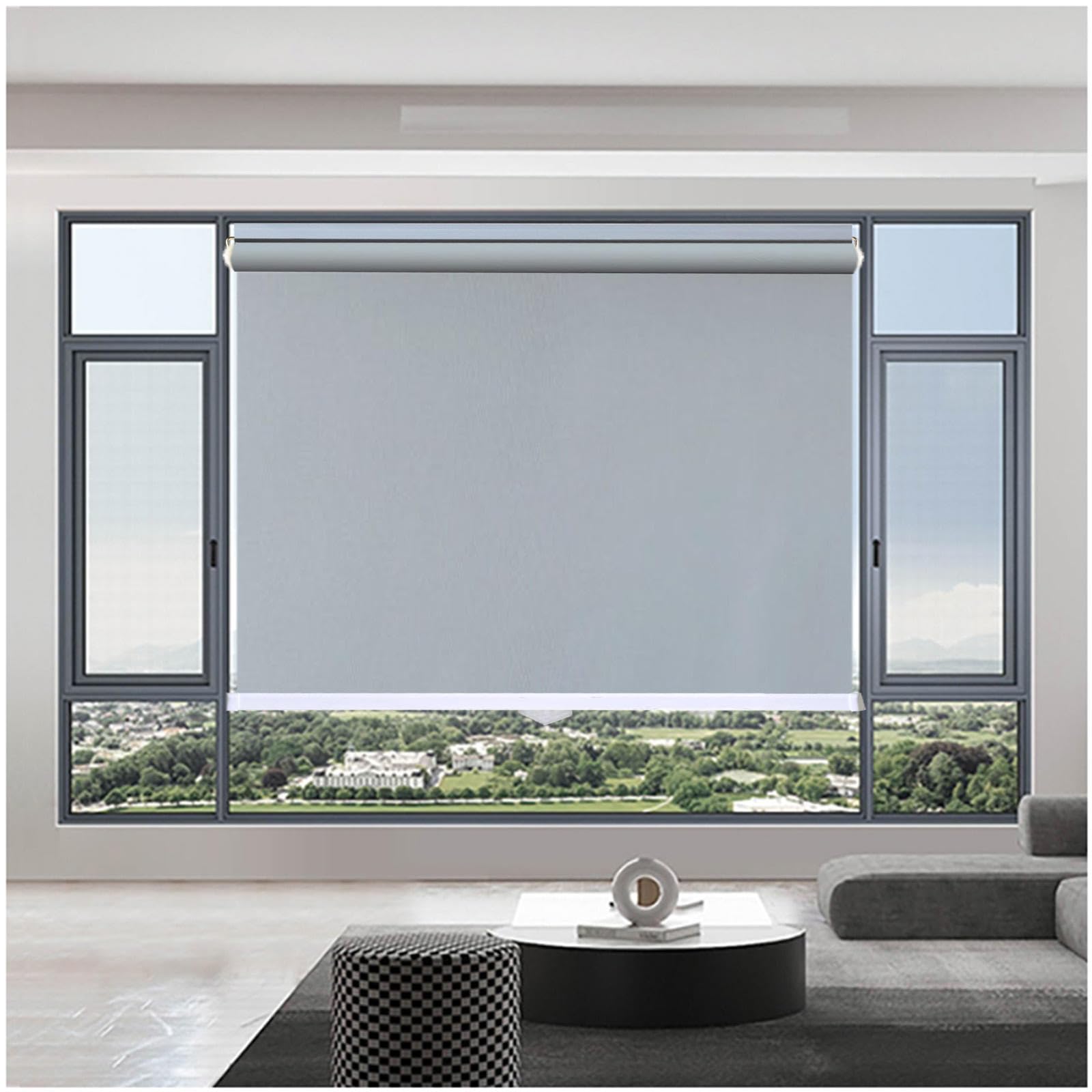 99% Blackout Roller Shades, Sunshade Roller Blinds No Drilling, Window Roller Shades, Sunscreen Privacy Blinds, Blackout Curtains 32–150cm Width,grey-105x125cm/41 * 49in