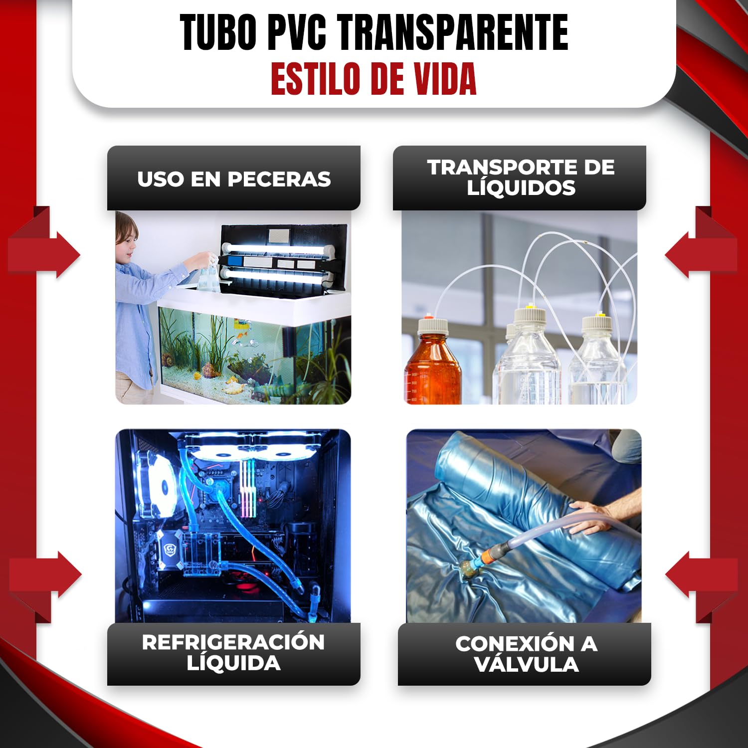 Tubo PVC, Tubo flexible PVC 4mm x 2mm, (10 Metro) transparente para aire y líquidos. Ideal para acuarios, bebederos, riego por goteo y proyectos DIY - Alimenticio seguro, flexible y fácil de instalar.