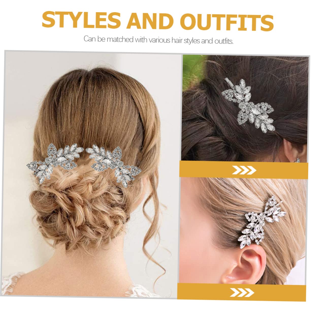 Didiseaon Juego De 5 Horquillas Con Hojas Y Diamantes De Imitación Para Mujer Elegantes Accesorios Para El Cabello Delicadas Horquillas Para Peinar 4 Unidades X 5