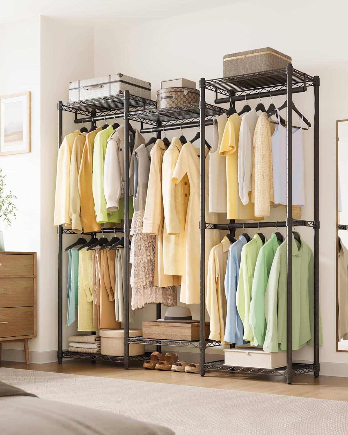 Amazon｜頑丈 大容量洋服かけスタンド 耐荷重190kg 幅144.4cm 衣装収納