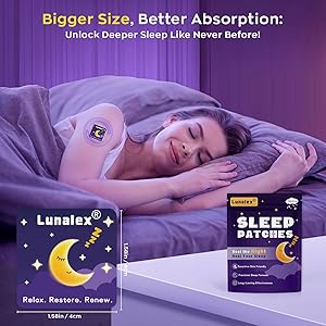 Lunalex 36ct Sleep Patches for Adults Extra Strength All Natural Nighttime Comfort with Melatonin & Magnesium, Quick-Acting & Long-Lasting