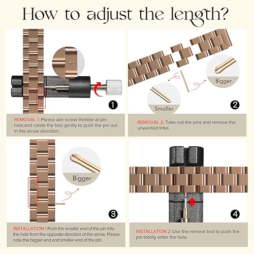 Miniatura 5 de Burloreme Correas de metal delgadas y sólidas compatibles con Apple Watch Band Series 9 8 7 6 5 4 3 2 1 SE Ultra, 1.496 pulgadas, 1.575 pulgadas,