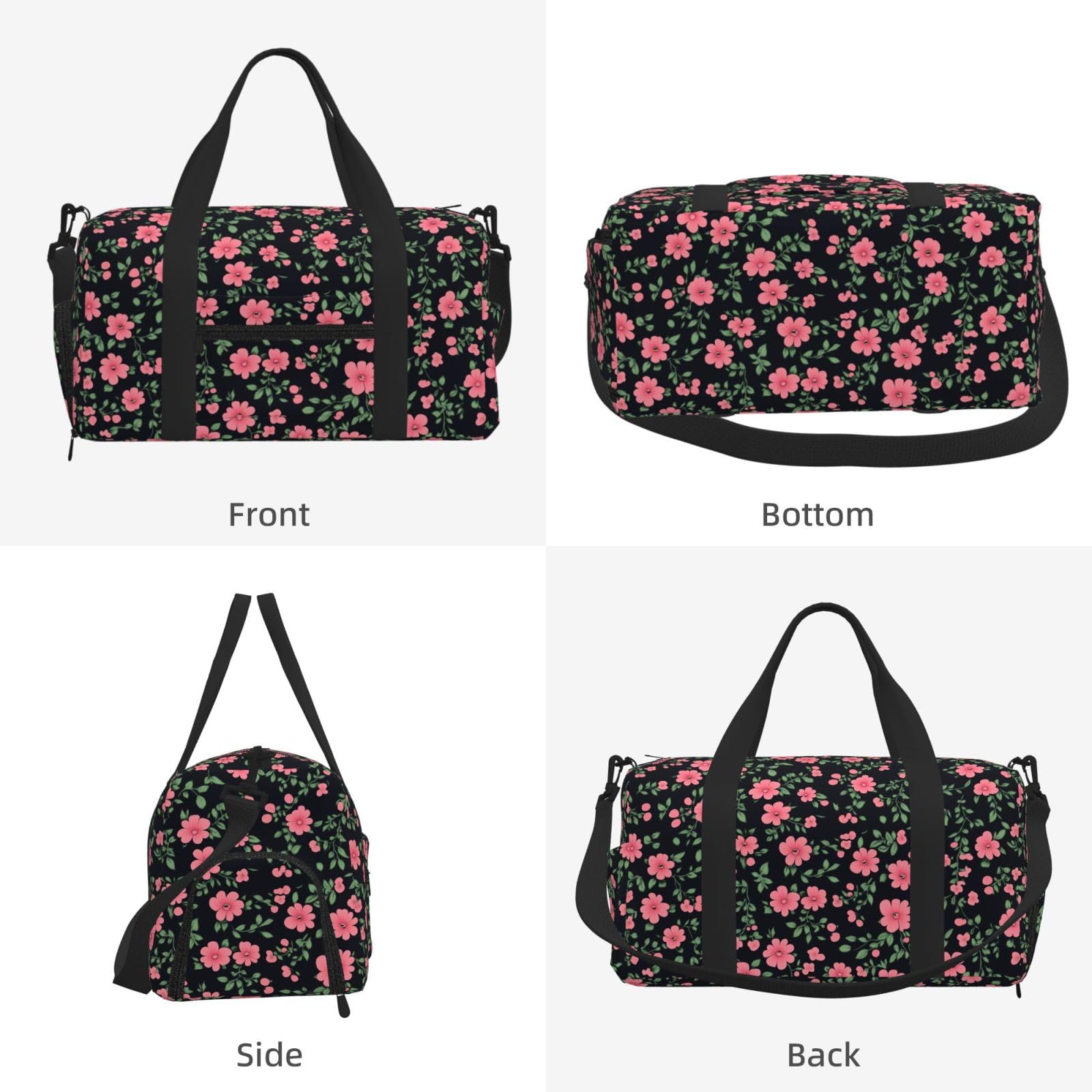 Mexpekil Sac de sport avec compartiment à chaussures étanche Grand sac fourre-tout de voyage, Petit motif floral rose, One Size, Classique