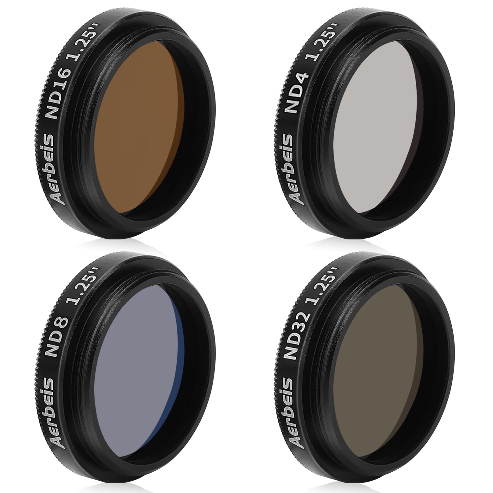 1.25 Inch Telescope Filter, Neutral Density Moon Filter Kits ND4 ND8 ND16 ND32, Reduces Moon Glare and Enhances Lunar Crater Details,Prevent Image Overexposure, 1.25" Telescope Eyepieces Accessory