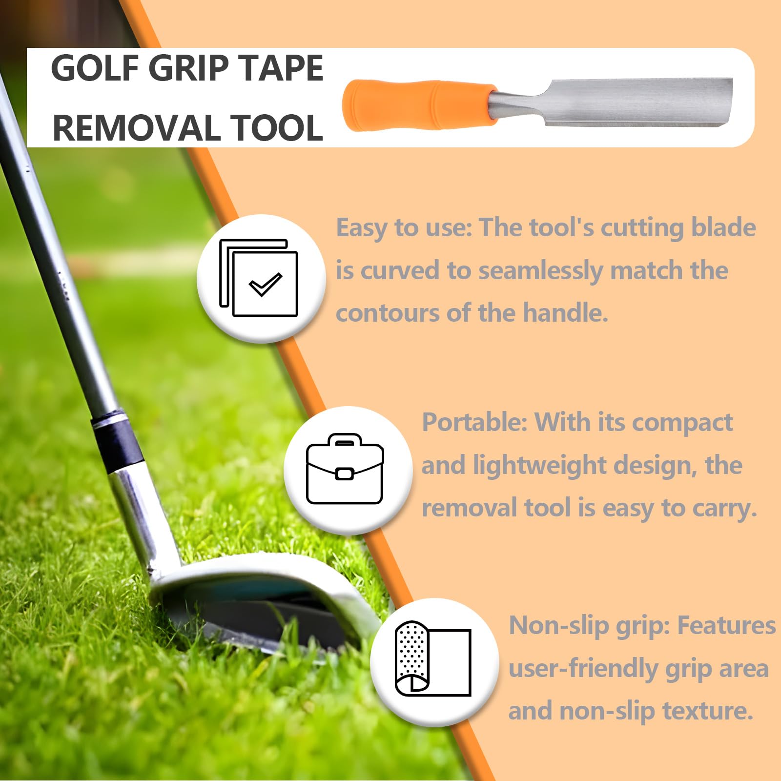 OTOTEC 2 Pièces Outil de Retrait de Bande de Poignée de Golf 200x24mm Kit de Retrait de Bande de Golf pour Terrain de Golf Plage D'entraînement Cadeau de Golf pour Hommes Et Femmes