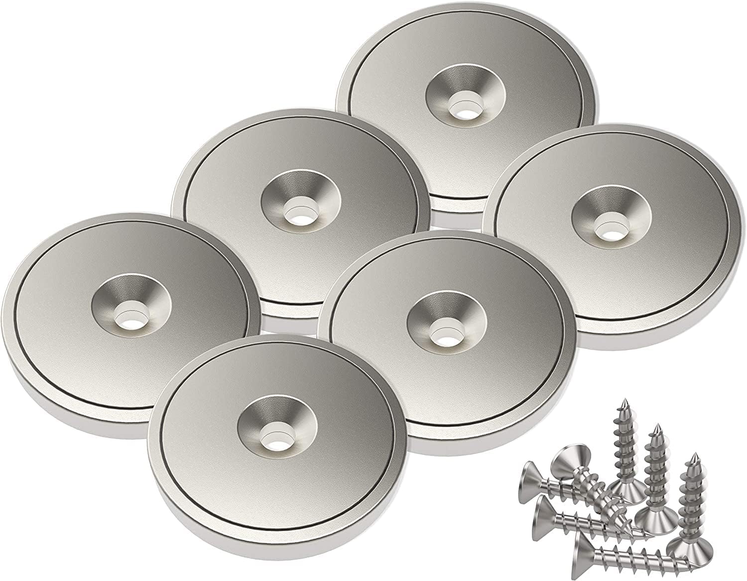 6 Pieces Disc Magnet 28 x 5 mm 55 LB Force with Steel Capsule and Screws