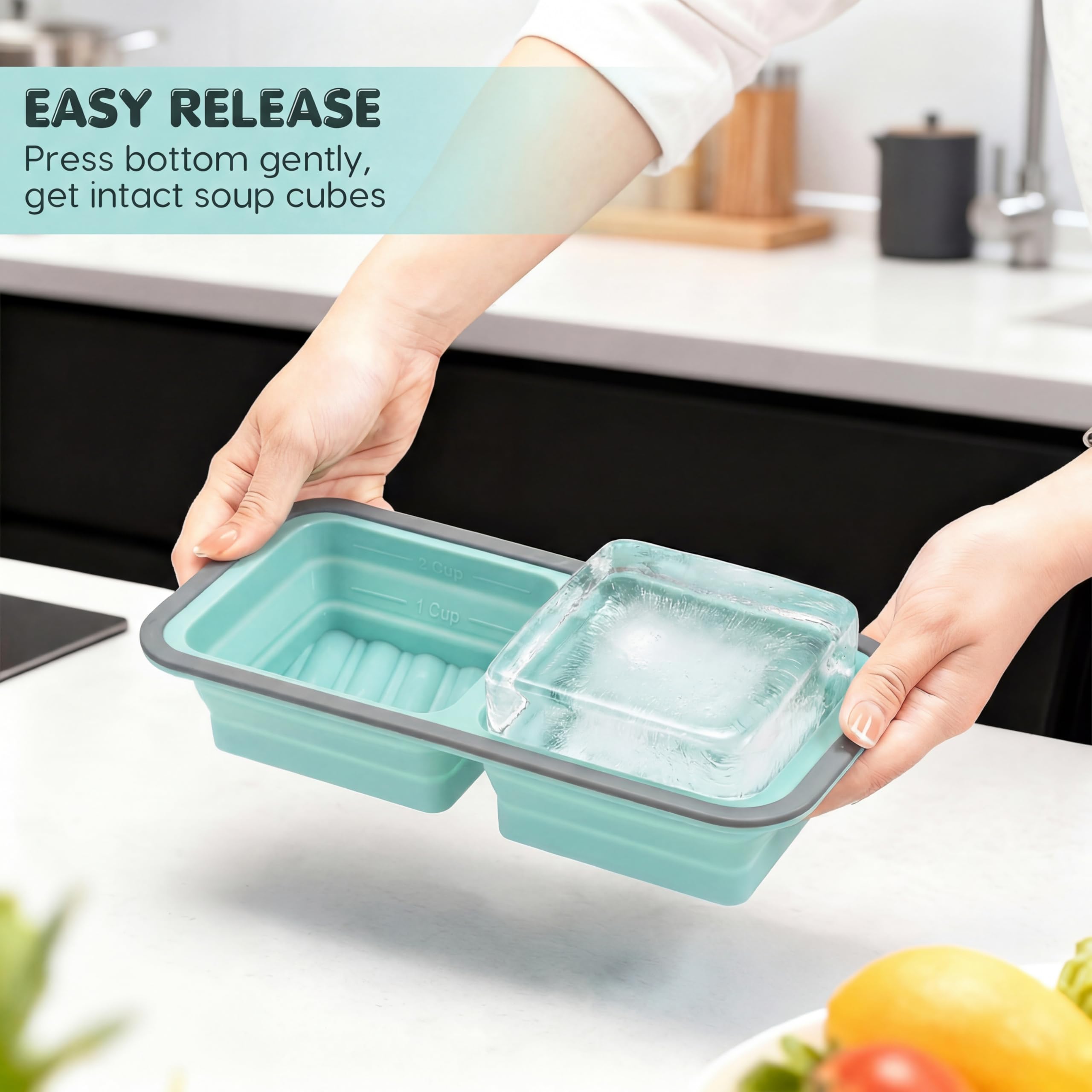 Silicone Soup Freezer Moulds with Lid, BPA-Free Soup Freezer Containers, 2 Ge, 29.5 x 14 x 6 cm - Image 6