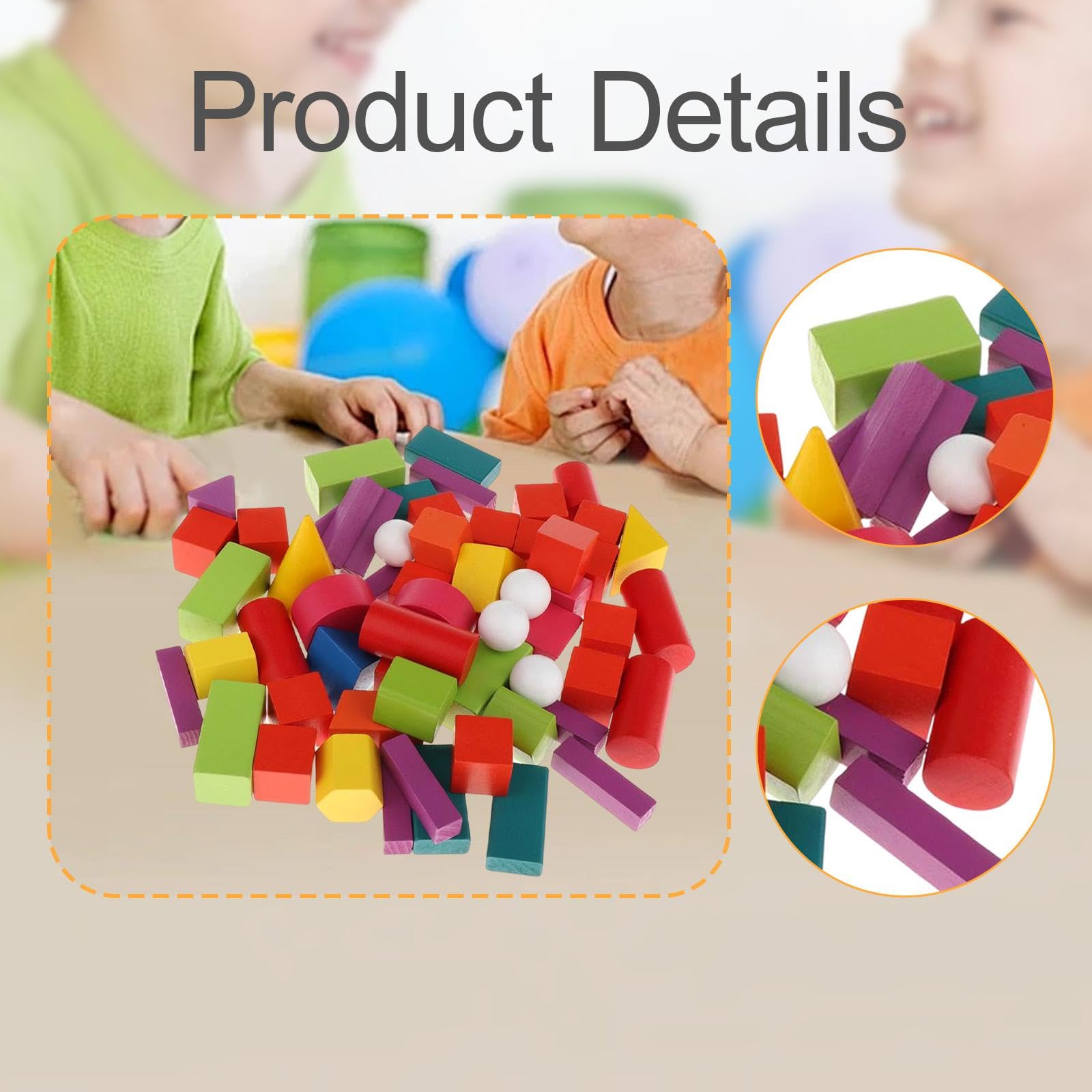 Colcolo 60 Blocchi Geometrici in Legno con Forme 3D per Bambini, Materiale Didattico per La Matematica, per La Scuola Elementare E