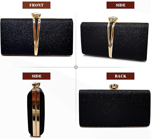 Miniatura 4 de Aovtero Bolso de noche para mujer, bolso de novia con cadena