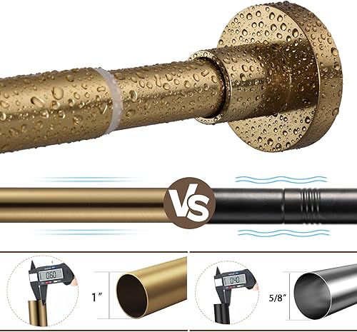 Miniatura 5 de BRIOFOX Barra de cortina de ducha ajustable de 75 a 89 pulgadas, barra de ducha de tensión de resorte, sin perforaciones, antideslizante, negro mate