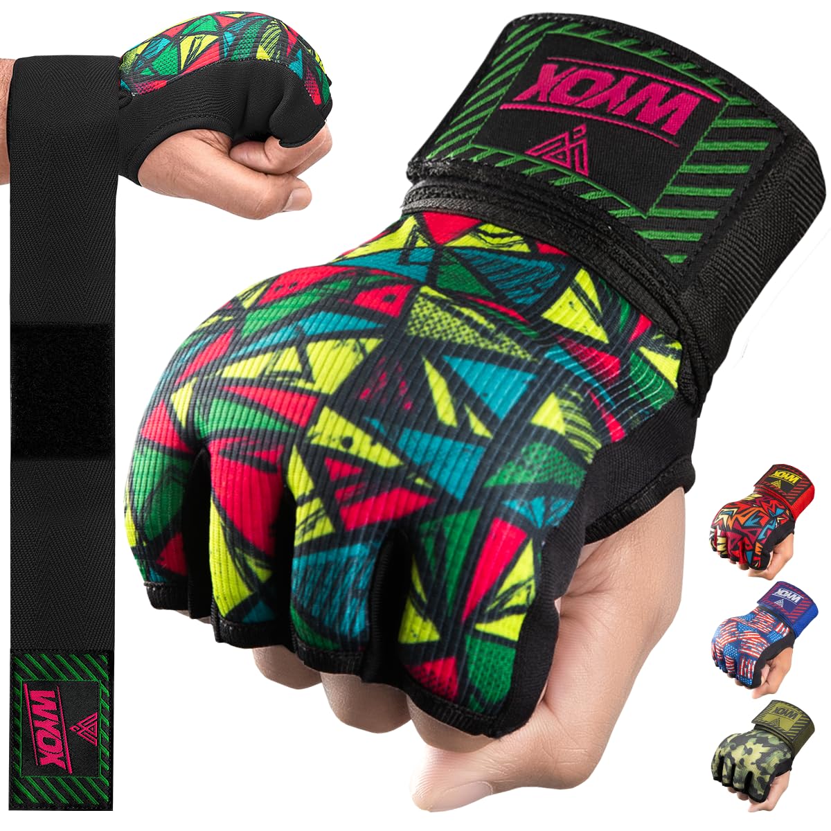 Hand Wraps Boxing Inner Gloves Gel Elastic Padded Bandages Under Mittens Long Wrist Support for MMA Muay Thai Kickboxing Martial Arts Training Fist Protection (provocative