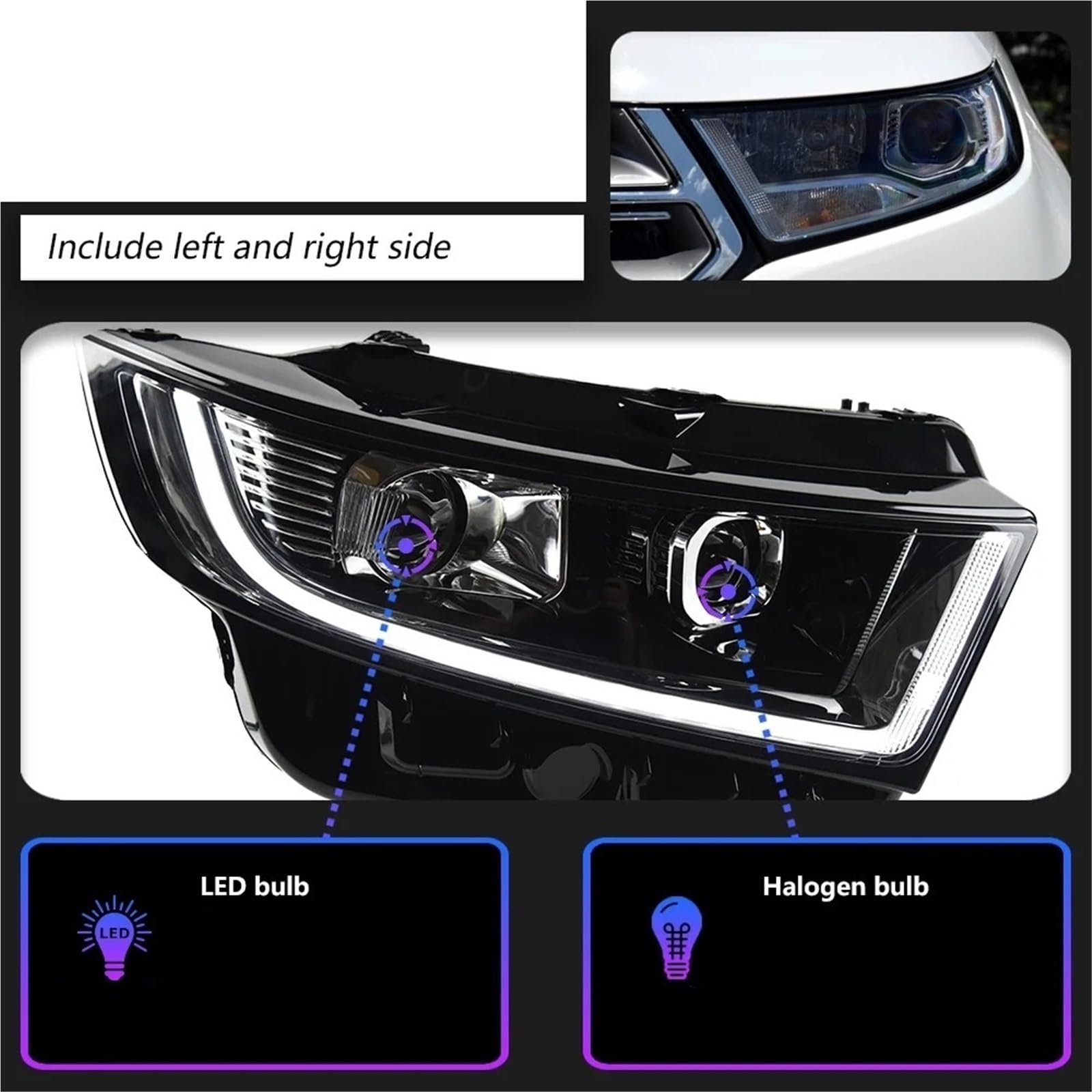 Faro Coche Para Ford Para Edge 2015-2018 Modelo De Coche Faros Delanteros LED DRL Hid Angel Eye Bi Xenon Beam Accesorios Faros Delanteros