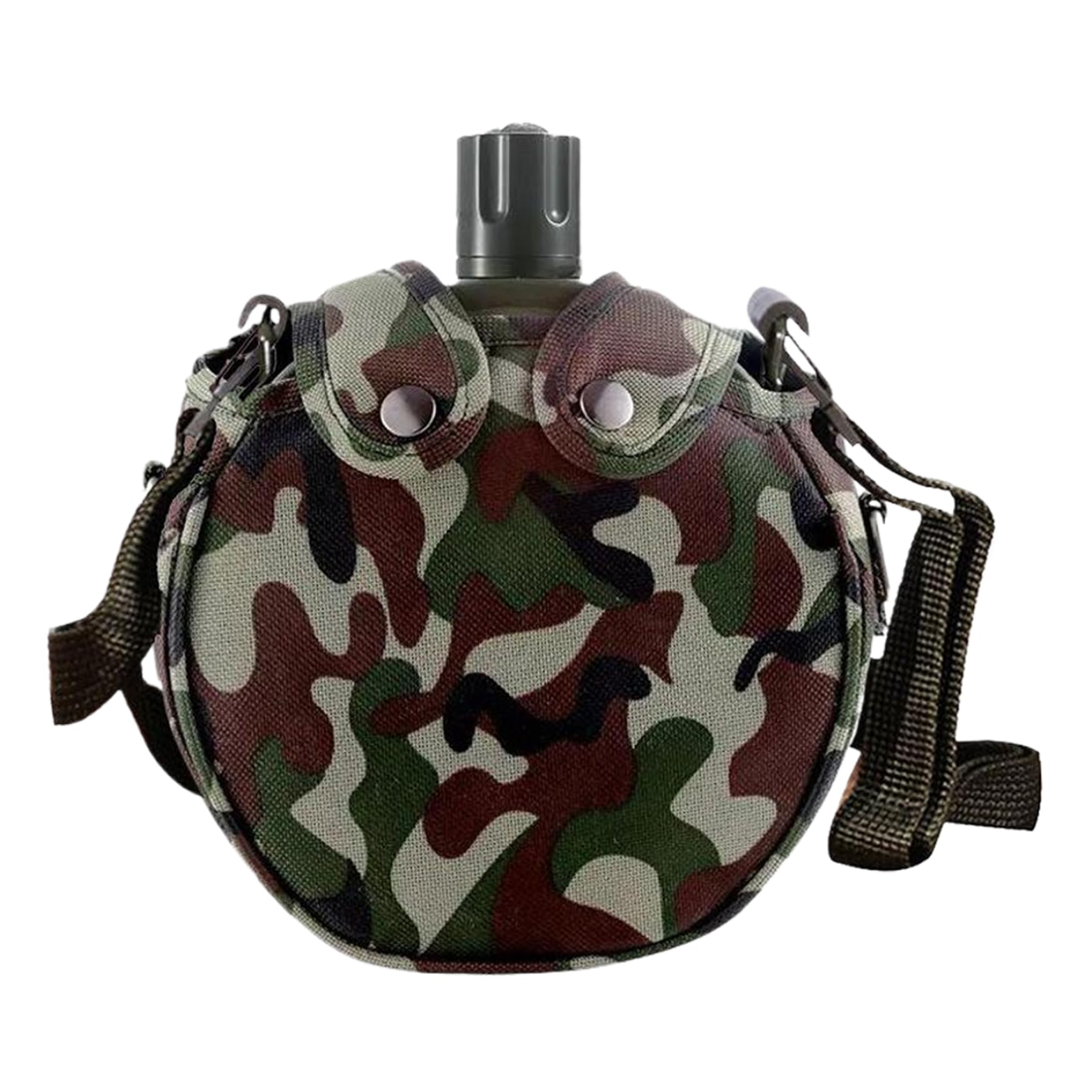 Nicedeal Canteen Water Bottle Leakproof Stainless Steel Canteen with Camouflage Cover & Strap, Portable Multi-Functional Canteen Water Bottle for Outdoor Camping Hiking, 550Ml,Canteen 5x7x2