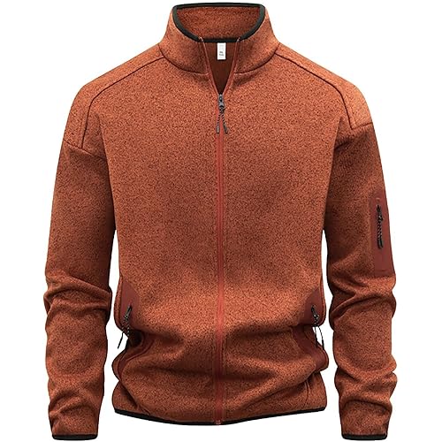 Ruziyoog Men’s Fleece Jacket Zip Up Stand Collar Warm Lightweight Casual Full Zip Sweater Coat Fall Winter Outerwear