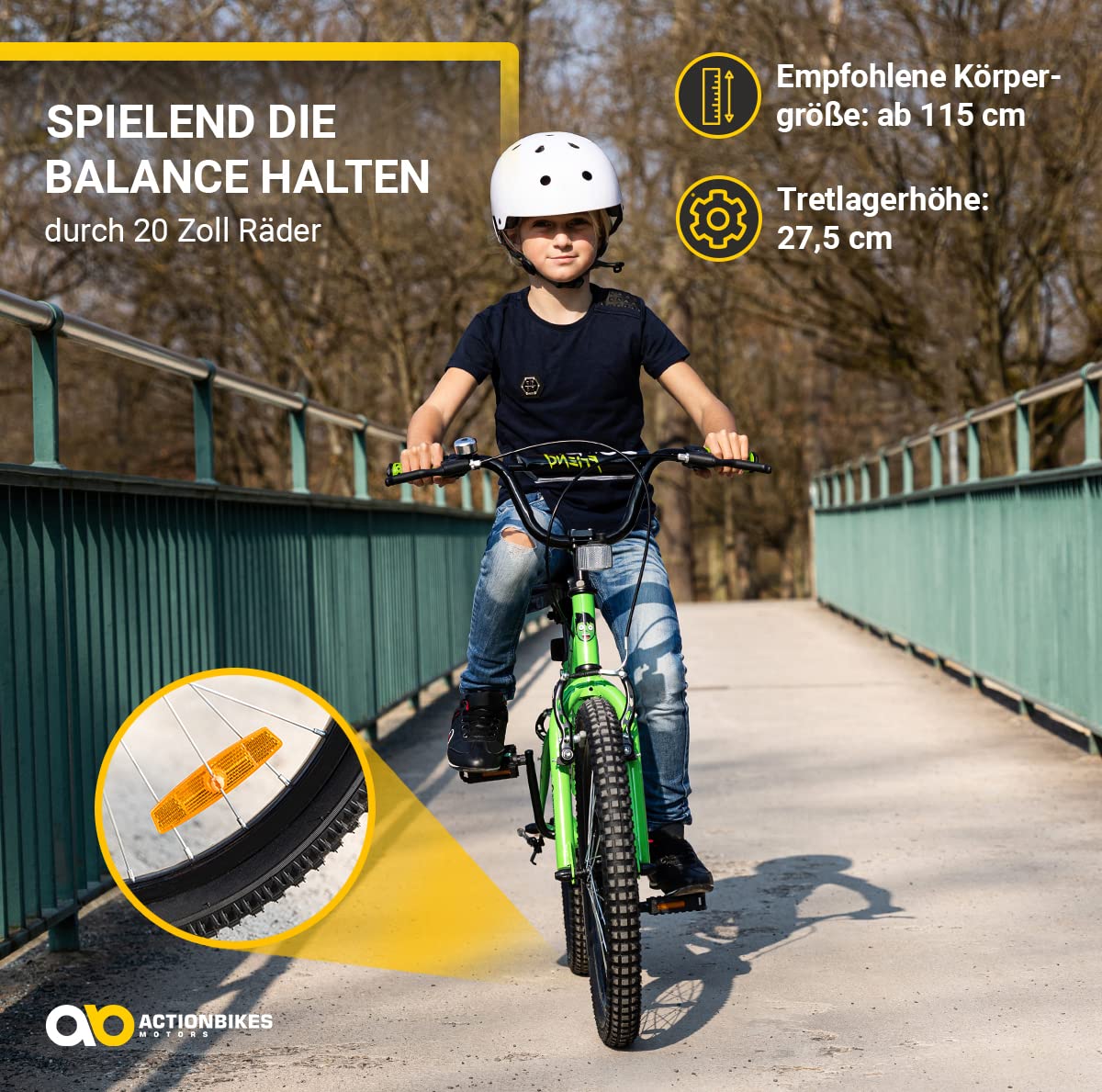 Actionbikes Kinderfahrrad Zombie | 12 16 20 Zoll - V-Brake Bremsen - Fahrrad für Kinder von 2-9 Jahren - Schutzblech v. / h - Kinder Fahrrad für Mädchen & Jungen - Fahrräder - Bicycle - Kinderrad