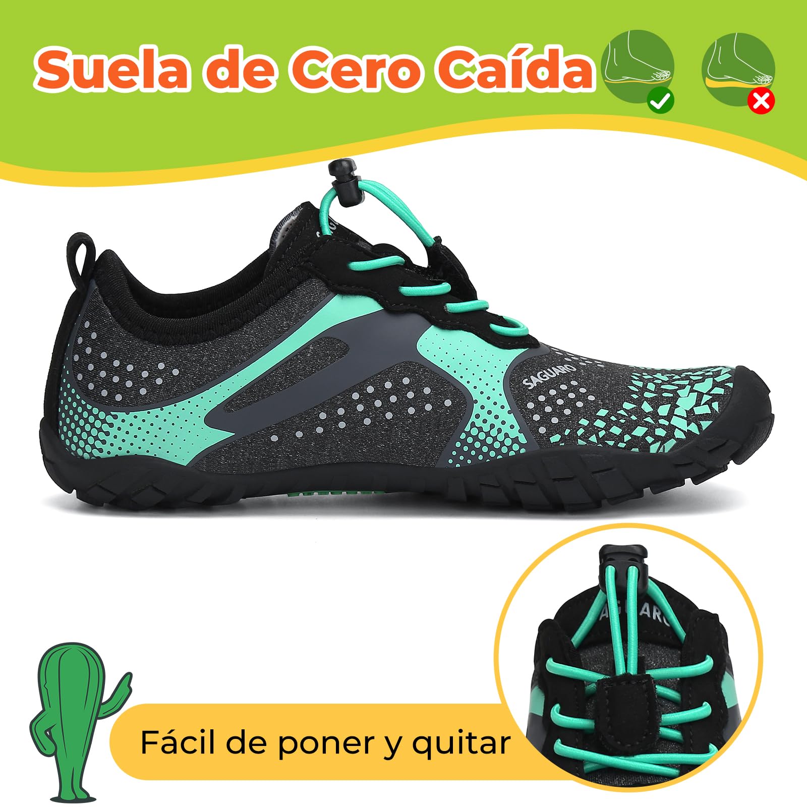 SAGUARO Barefoot Zapatillas Minimalista Comodas Zapatillas de Trail Running per Niños Niñas, Gr.24-36