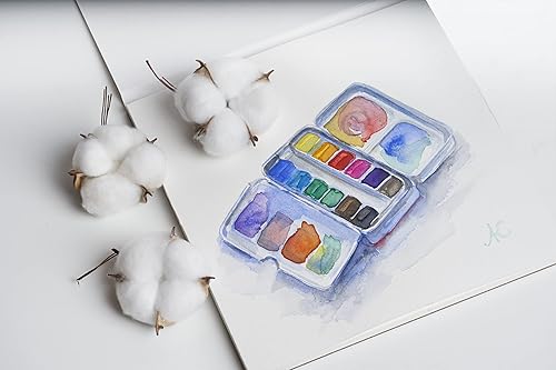 Miniatura 2 de ZenART Superior 100 Pct Cotton Watercolor Paper 140 lb Cold Press - 8x8 inches, 20 Sheets, Acid-Free, Travel Block, 2-Side Bound - for Watercolor,