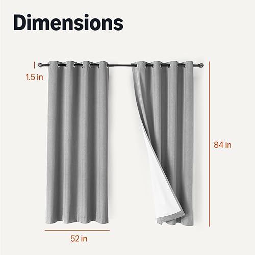 Miniatura 5 de Tienda Basics Cortinas 100% opacas con ojales, 2 paneles, 52 x 84 pulgadas, gris oscuro