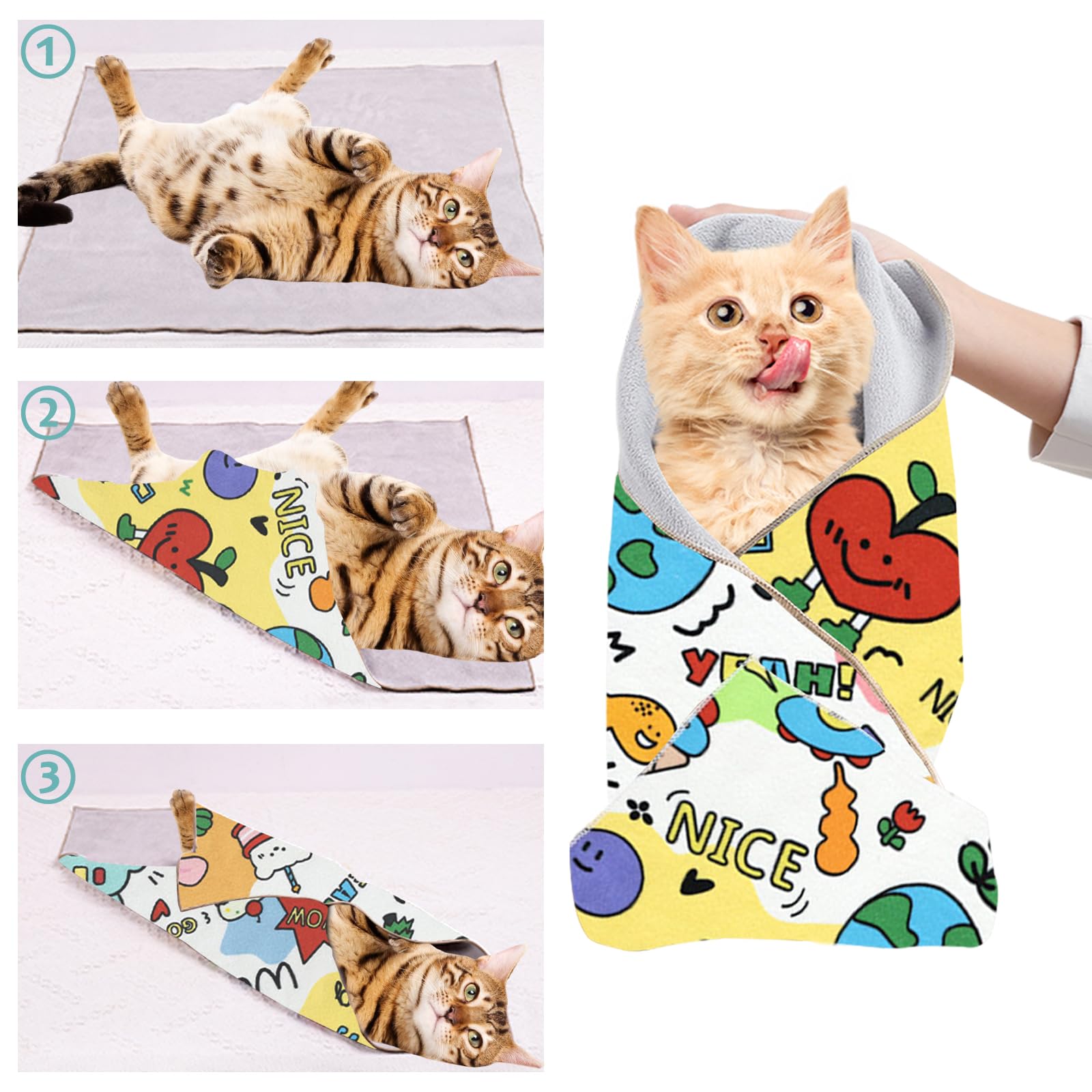 VirgoCCY Cat Grooming Wrap, [XXL] Cat Restraint Wrap for Nail Clipping, Ear Cleaning, and Teeth Brushing, Self-Adherent, Anti-Bite, Anti-Scratch, Anti Scratch