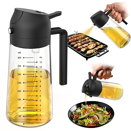 TrendPlain Pulverizador de azeite de oliva de vidro de 470 ml para cozinhar – Frasco di...