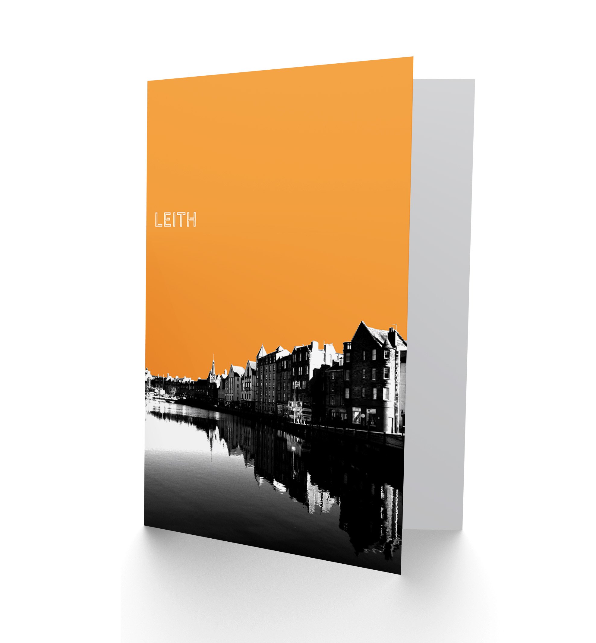 Wee Blue Coo Orange Leith Shore Edinburgh Scottish Landmark Greetings Card