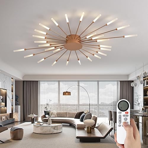 AHXIAOZN Lámparas de techo modernas con control remoto, lámpara de techo de montaje empotrado, pantalla acrílica, lámpara de techo de fuegos