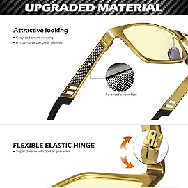 ANYLUV Blue Light Blocking Glasses Men Computer Gaming Glasses Lightweight Al-Mg Metal Anti Eyestrain Eye Protection