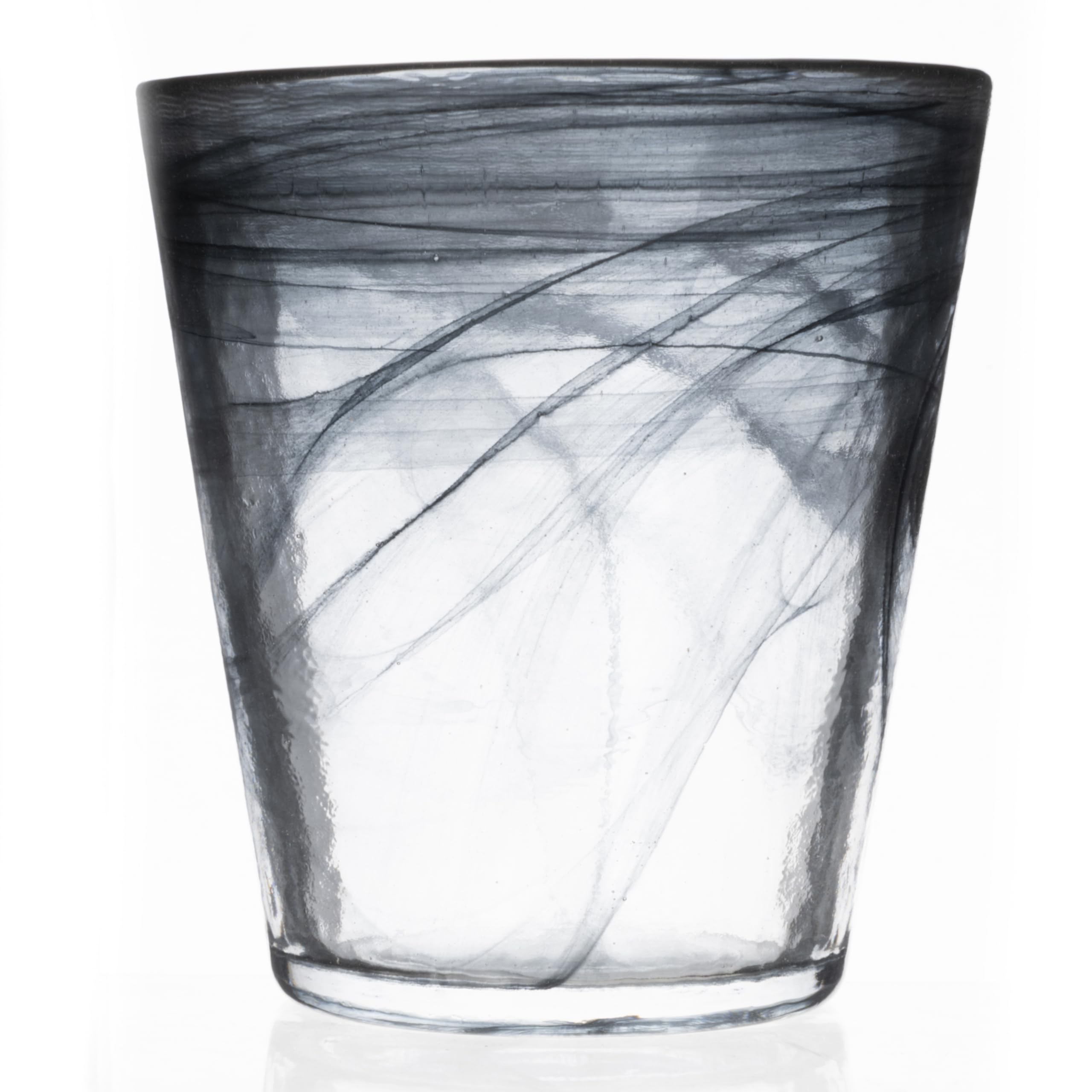 Set 6 Bicchiere acqua conico 250 ml in vetro, superficie sfumata, nero, Alabastro