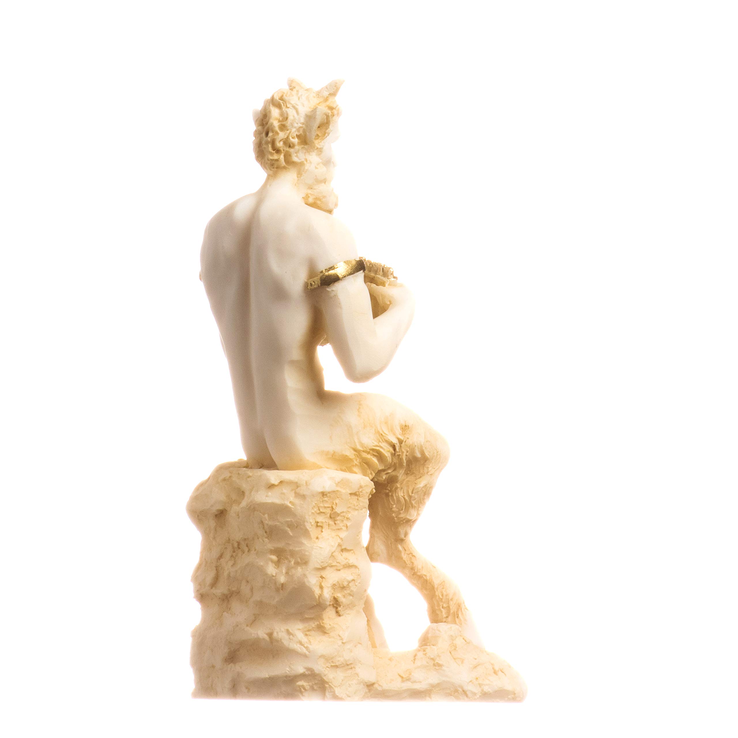 BeautifulGreekStatues Satiro Pan Panas Statua Greca Romana Fatta a Mano in Alabastro Oro Figura Maschile 12cm