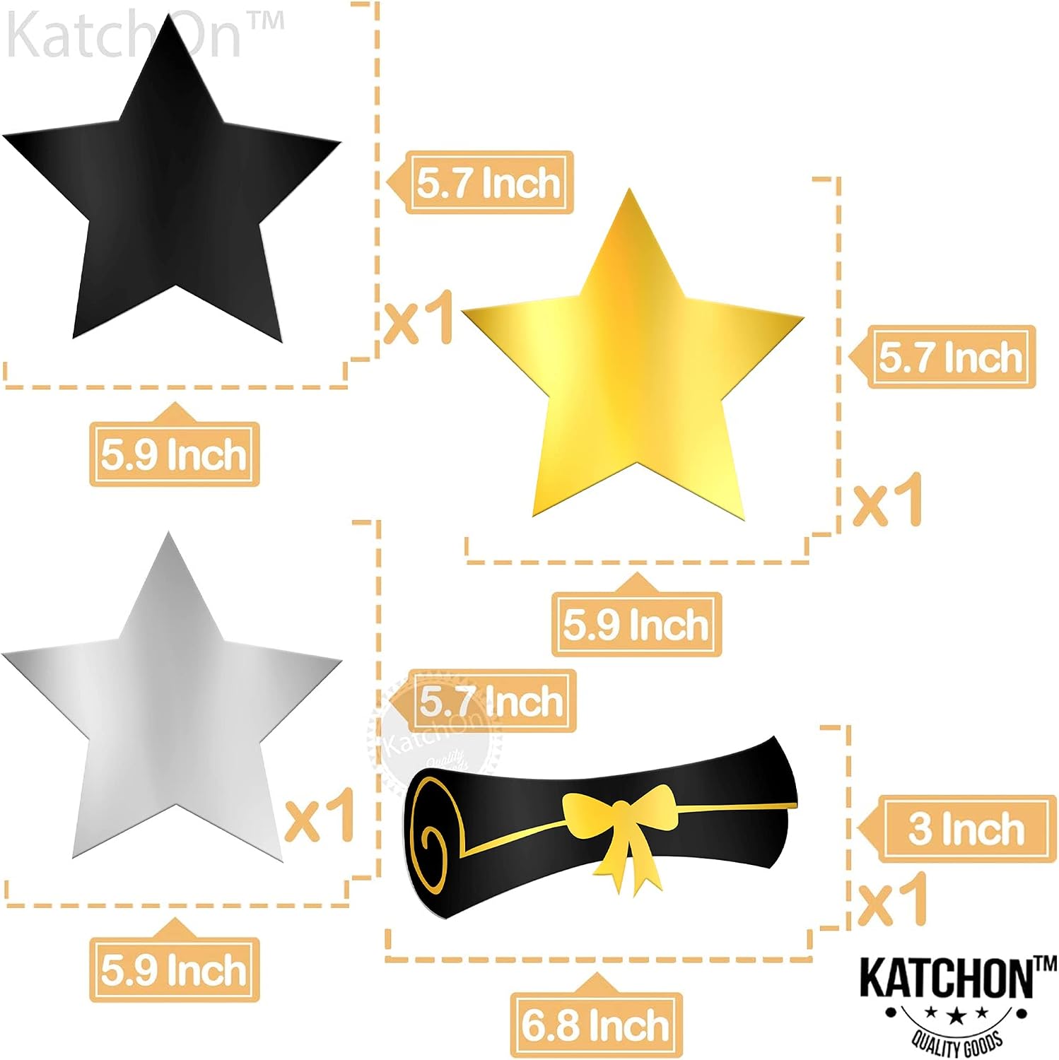 KatchOn Hanging Graduation Decorations 2026 | Black and Gold Graduation Hanging Swirls - Pack of 47 | Graduation Ceiling Decorations, Graduation Cap Decorations | Grad Party Decorations