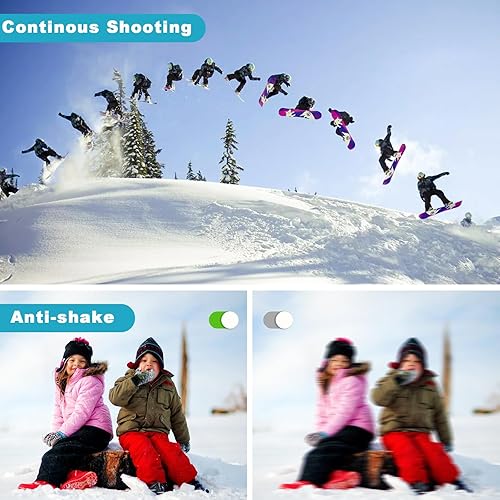 Miniatura 5 de Cámara digital subacuática 4K 48MP impermeable con tarjeta de 32 GB, selfie de doble pantalla (frontal y trasera), buceo de 10 pies/3M para