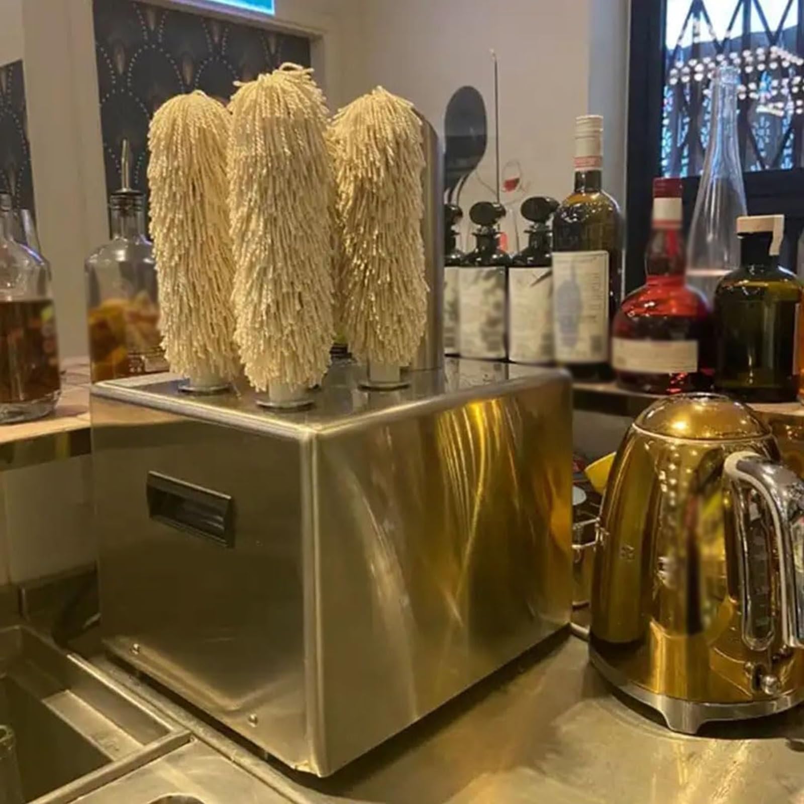 Pulidor eléctrico de copas de vino, secadora comercial con cabezales de 3/5/8, limpieza de 360°, 300-330 tazas por hora, calentamiento instantáneo para bares, restaurantes, hoteles, uso doméstico