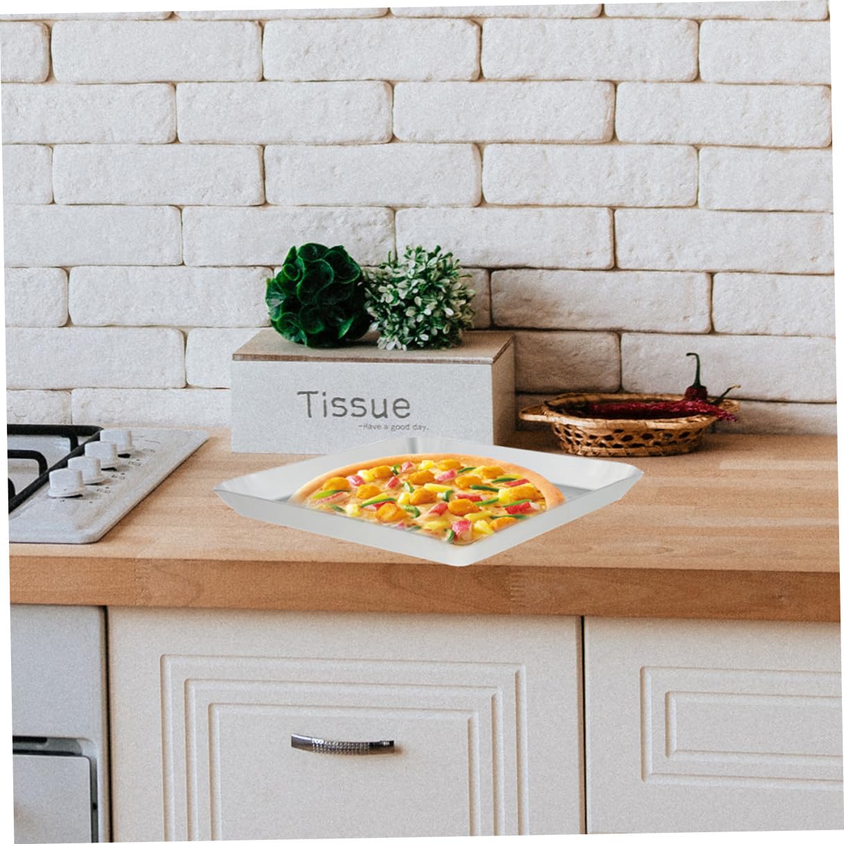 Plaque à Pizza Perforée Carrée 35 Cm en Alliage D’aluminium Antiadhésive, Résistante la Corrosion, pour Cuisson Maison et Professionnelle, Cuisson Uniforme pour Four Domestique,