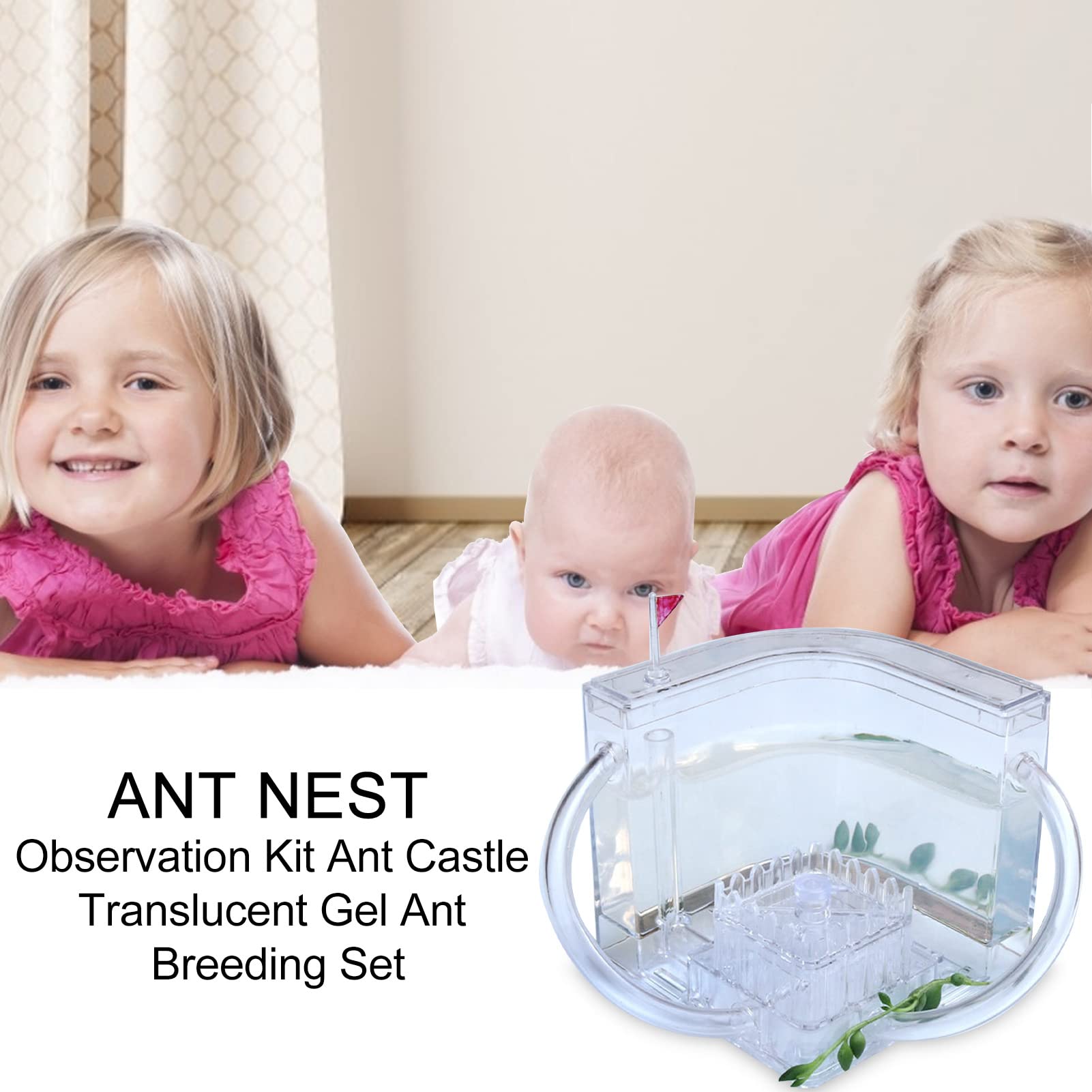 Fourmilière Enfant, Gel Fourmilière avec Démarrage pour Fourmis, Nid Fourmilière Transparent en Acrylique avec Loupe