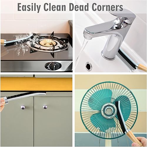 Miniatura 7 de Cepillo de limpieza de hendiduras de 3 piezas, cepillo de limpieza de huecos de mango de madera, cepillo de limpieza de hendiduras de mango de