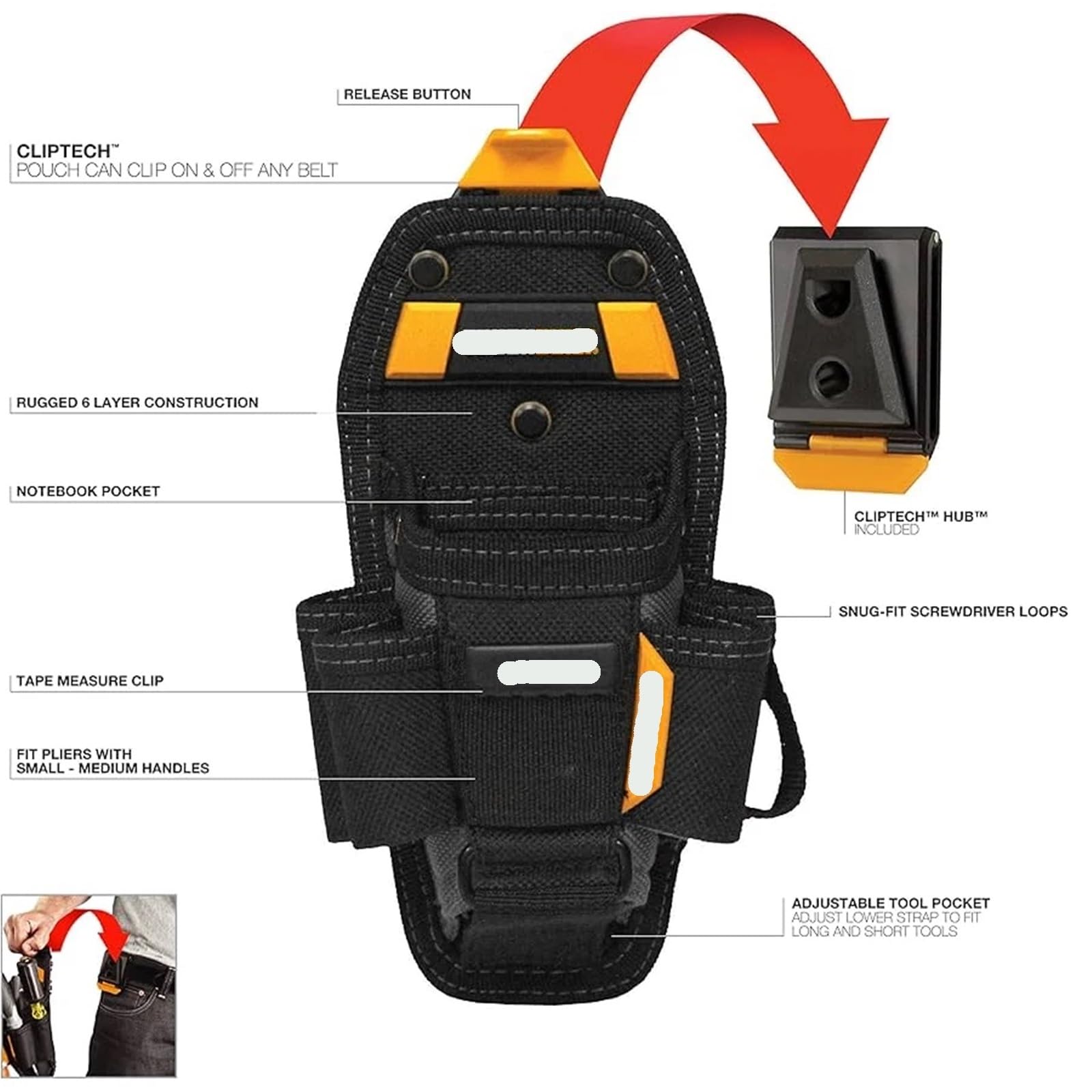 Bolsa de herramientas mediana poliéster con 7 bolsillos, bolsa for cinturón largas o cortas, delantal Para Carpintero Constructor